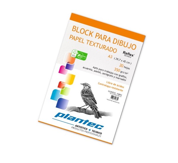 15662 PLANTEC                                                      | BLOCK DE PAPEL BLANCO TEXTURADO DE 350 GRAMOS ENCOLADO A4 X 20 HOJAS                                                                                                                                                                            