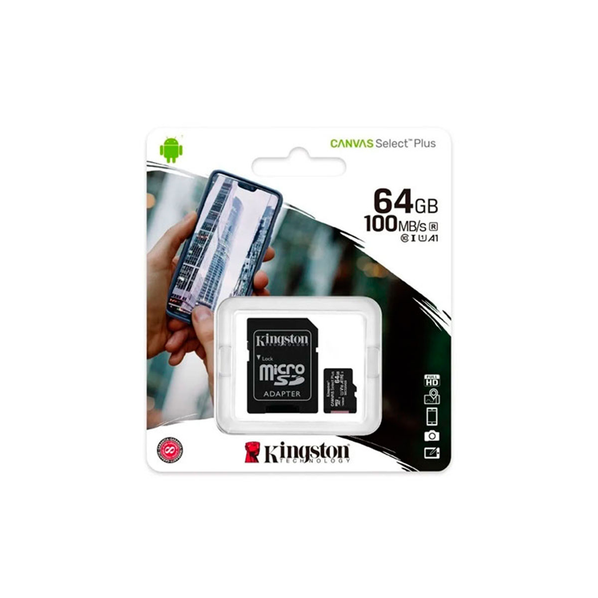 SDCS2-64GB KINGSTON                                                     | DIGITAL CARD 64 GB C/ADAP CLASE 10 UHS-I (U1) 100MB/S CANVAS PLUS (8697)                                                                                                                                                                        